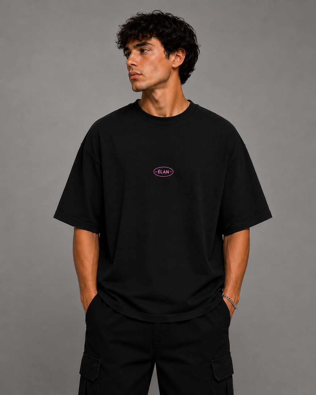 Oversized ÉLAN T-Shirt, Pink Text