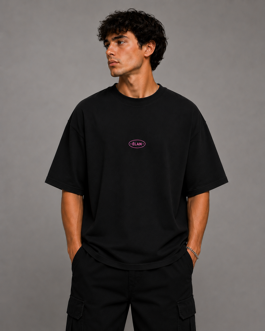 Oversized ÉLAN T-Shirt, Pink Text