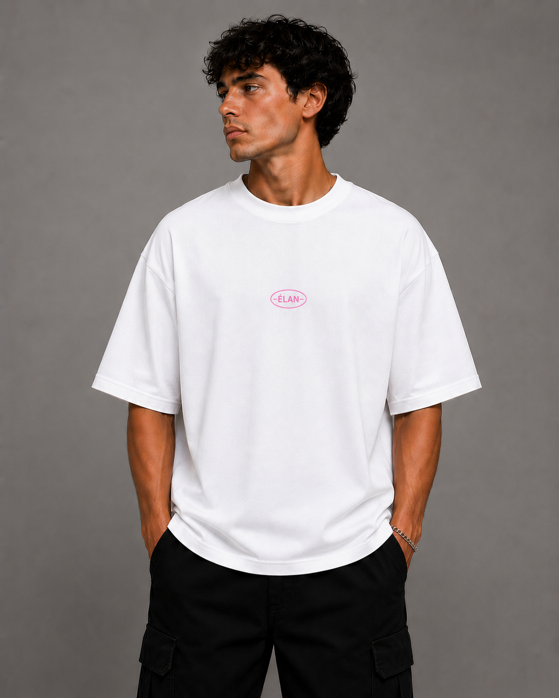 Oversized ÉLAN T-Shirt, Pink Text