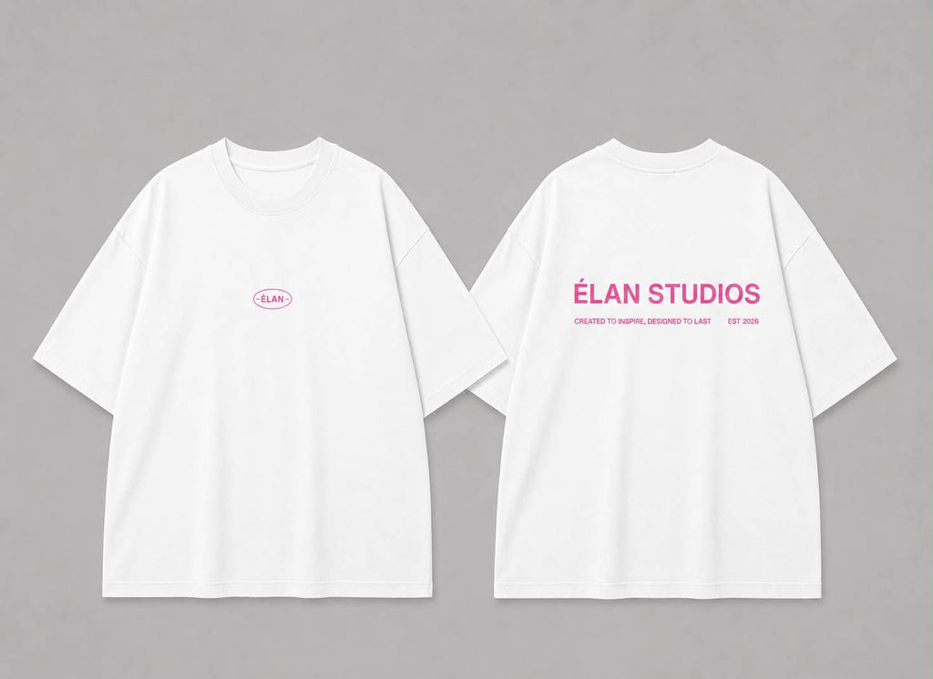 Oversized ÉLAN T-Shirt, Pink Text
