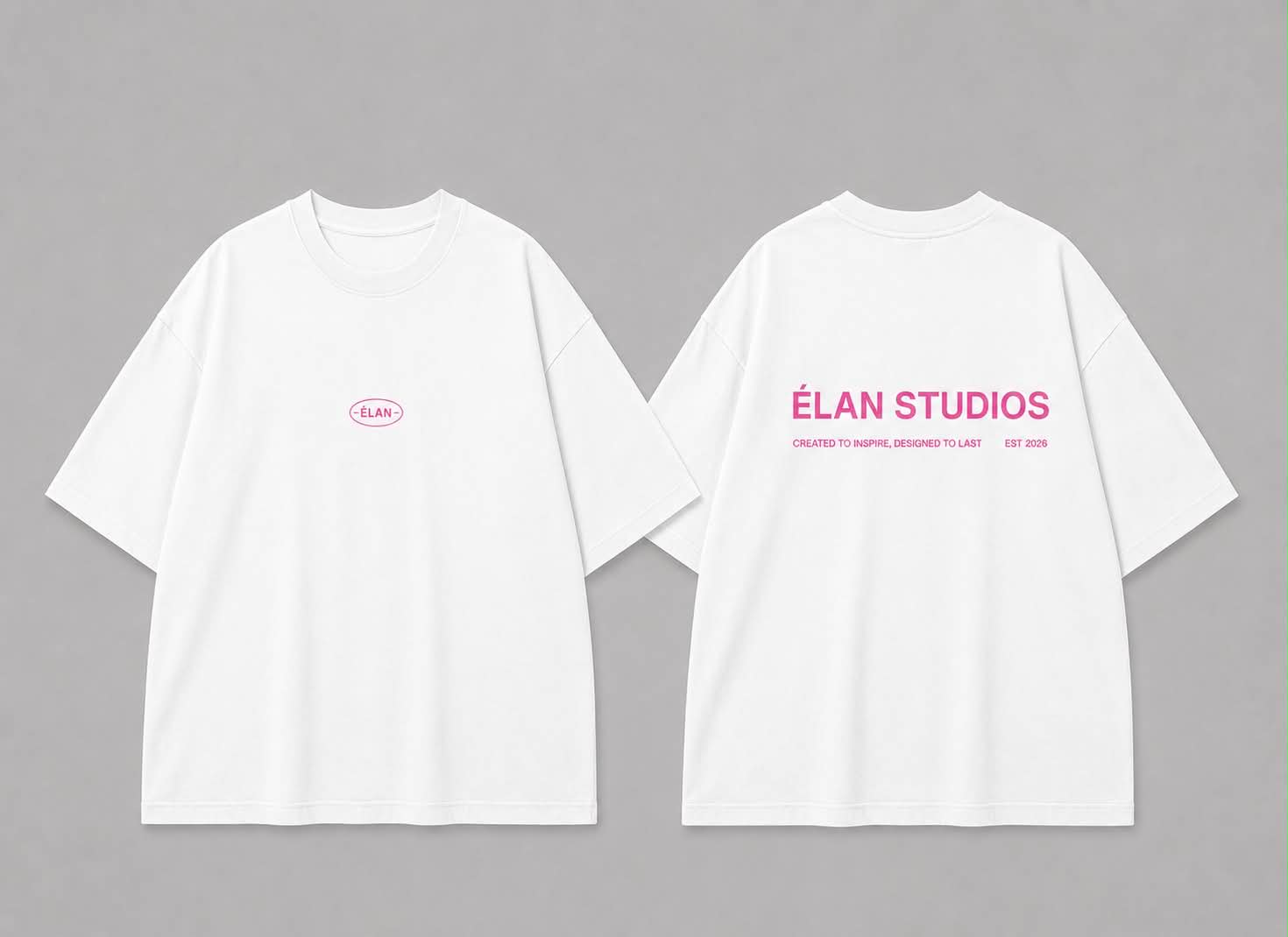 Oversized ÉLAN T-Shirt, Pink Text