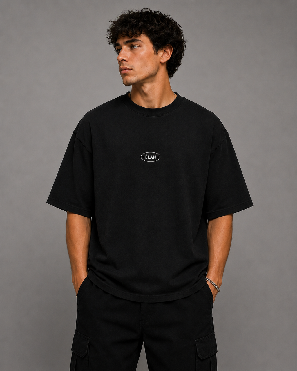 Oversized ÉLAN T-Shirt, White Text